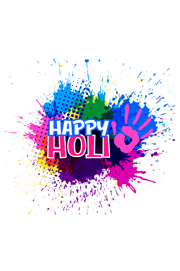 Happy Holi Colored Hand Stamp Girls T Shirt