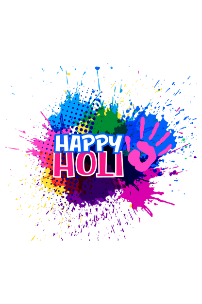 Happy Holi Colored Hand Stamp Girls T Shirt