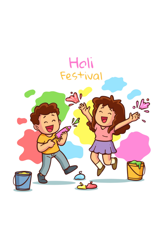 Holi Festive Fun: Girls' Tee with Boy-Girl Pichkari Play