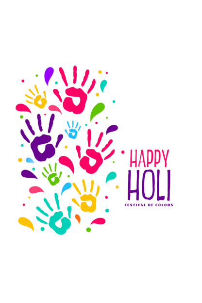 Happy Holi Hand Stamps: Girls' Tshirt