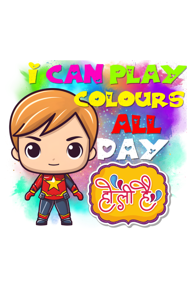 I Can Play Colors All Day: Colorful Girl Captain's Happy Holi T Shirt