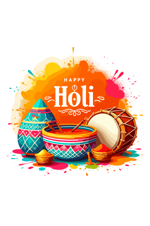 Happy Holi Celebration: Dhol and Colorful Pots Girls' T-shirt