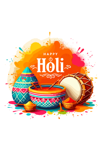 Happy Holi Celebration: Dhol and Colorful Pots Girls' T-shirt