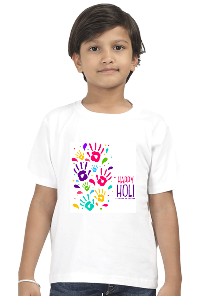 Happy Holi Handprints: Boys' Tee Celebrating Colorful Fun 13Yrs