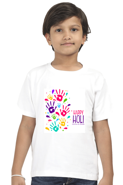 Happy Holi Handprints: Boys' Tee Celebrating Colorful Fun 13Yrs