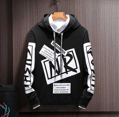 Cotton Blend Printed Full Sleeves Mens Hooded Neck T-Shirt